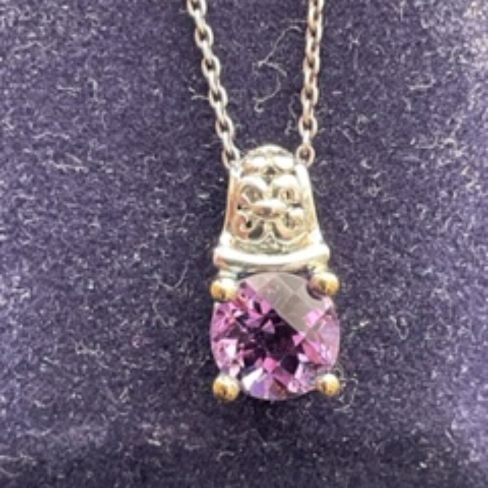 Vintage - gold plated chain over sterling silver with Amethyst pendant